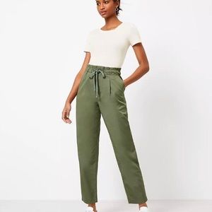 Loft Paper Bag Pants. Olive green, large